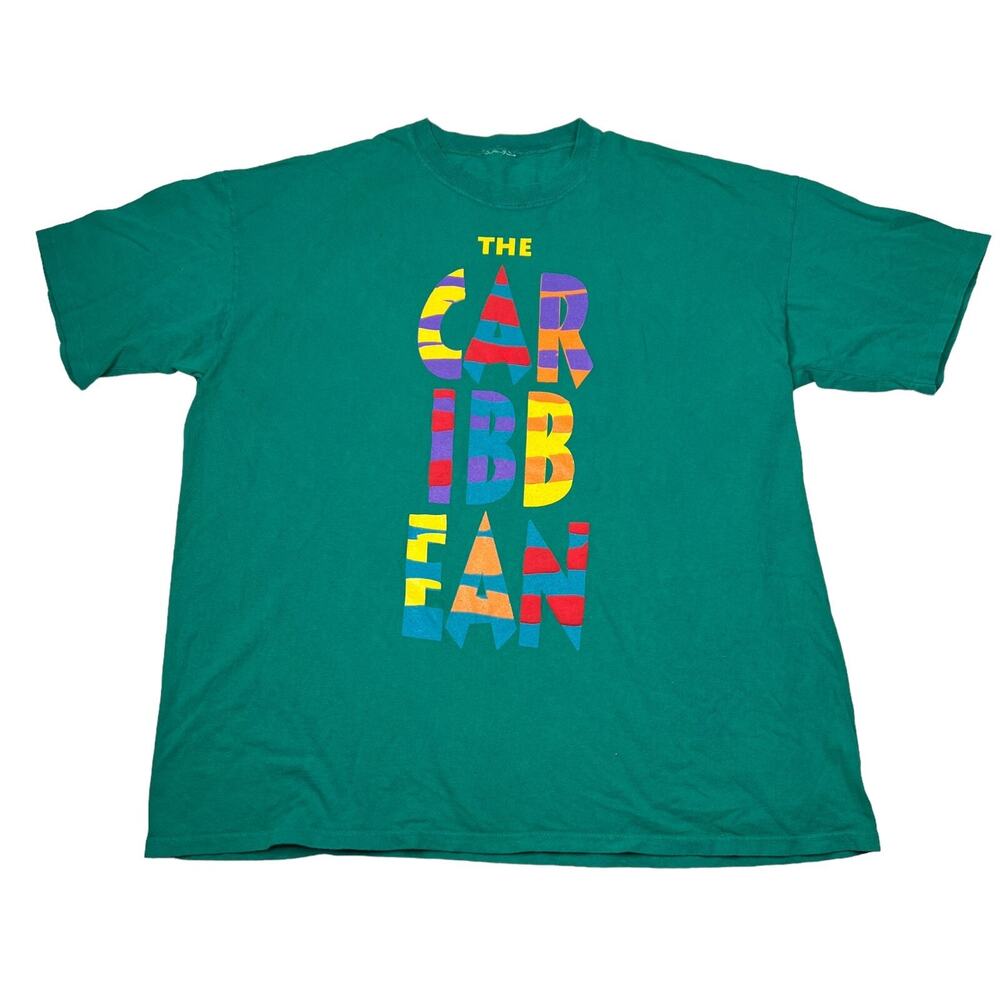 Vintage 90s Just Back From Caribbean Vacation Tee T-Shirt Teal Green Adult 2X